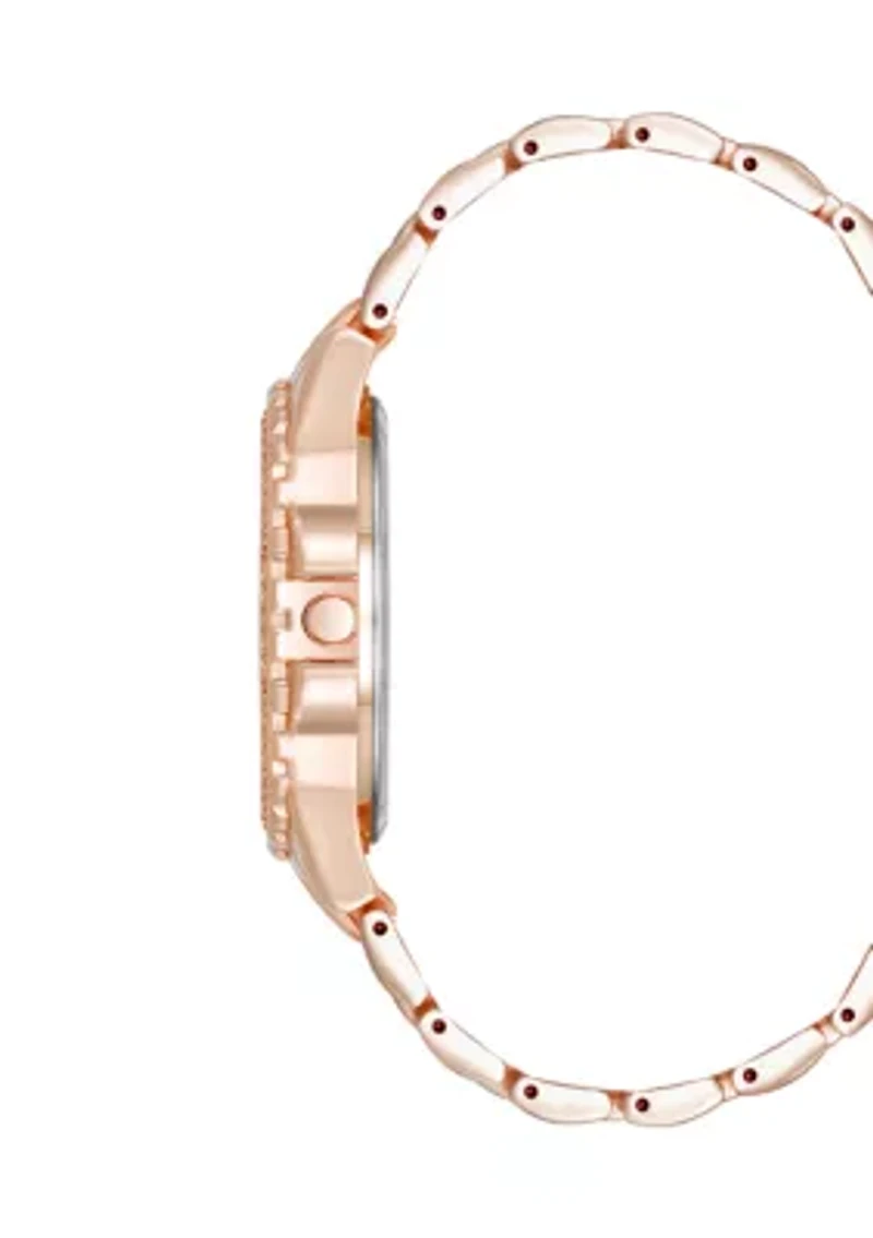 Modern Rose Gold Tone Alloy Metal Bracelet Watch