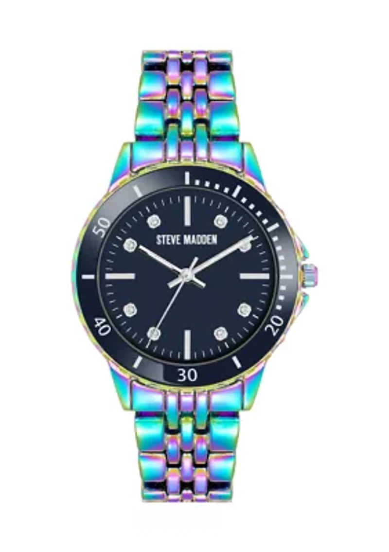 Essential Black and Rainbow Alloy Metal Bracelet Watch