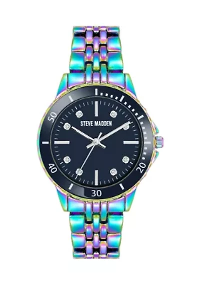 Essential Black and Rainbow Alloy Metal Bracelet Watch