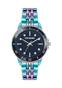 Essential Black and Rainbow Alloy Metal Bracelet Watch