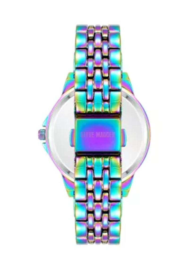 Essential Black and Rainbow Alloy Metal Bracelet Watch