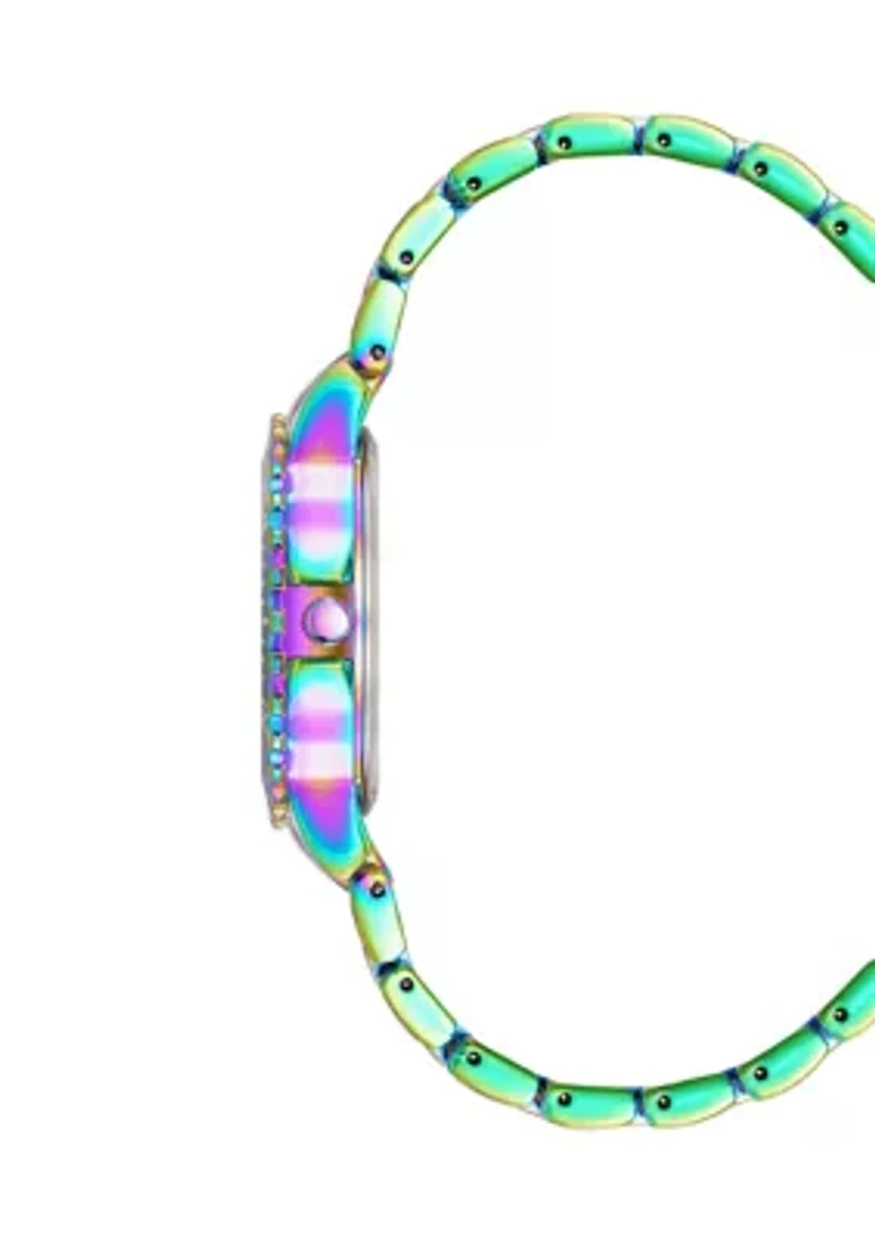 Essential Black and Rainbow Alloy Metal Bracelet Watch