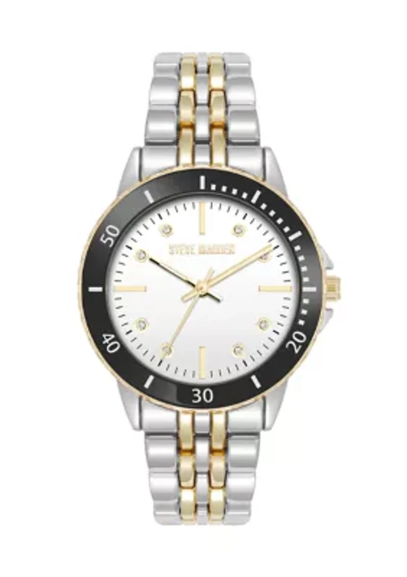 Essential Black and Two-Tone Alloy Metal Bracelet Watch