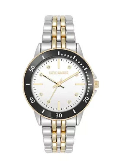 Essential Black and Two-Tone Alloy Metal Bracelet Watch