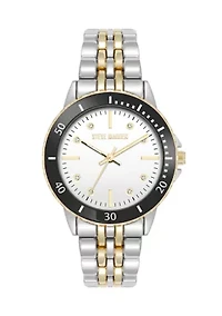 Essential Black and Two-Tone Alloy Metal Bracelet Watch