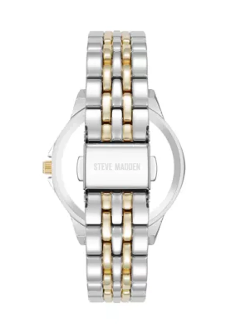 Essential Black and Two-Tone Alloy Metal Bracelet Watch
