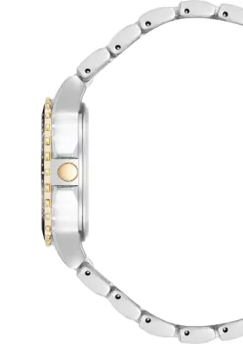 Essential Black and Two-Tone Alloy Metal Bracelet Watch