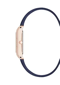 Rose Tone Blue Crystal Accented Strap Watch