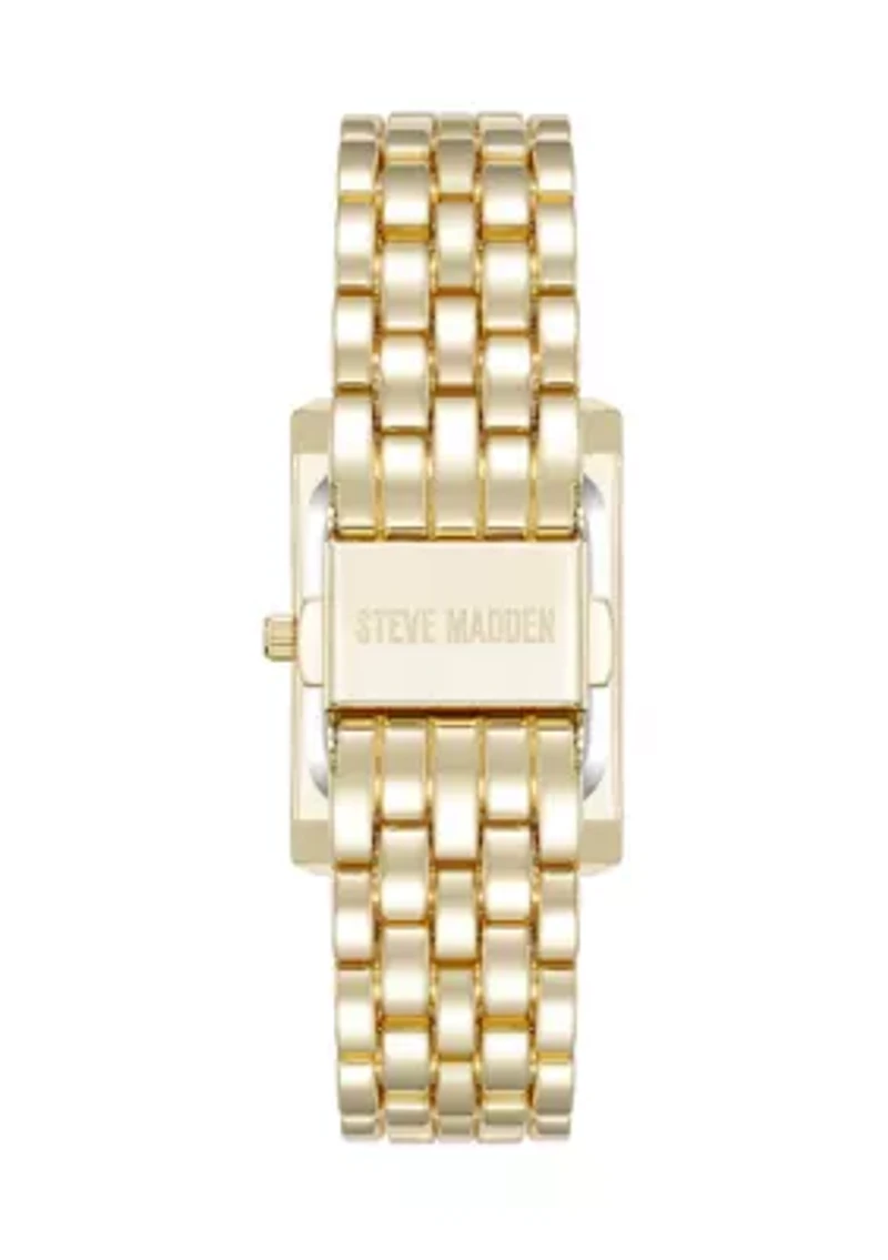  Crystal Accented Gold Tone Bracelet Watch