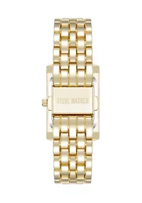  Crystal Accented Gold Tone Bracelet Watch