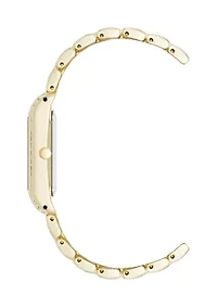  Crystal Accented Gold Tone Bracelet Watch