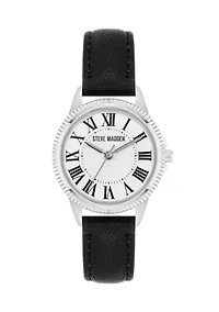Premium Roman Numeral Black PU Leather Band Watch
