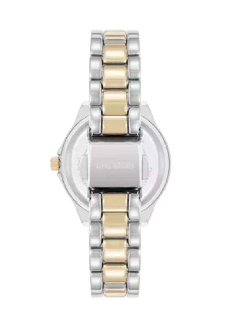 Roman Numeral Two-Tone Alloy Metal Bracelet Watch
