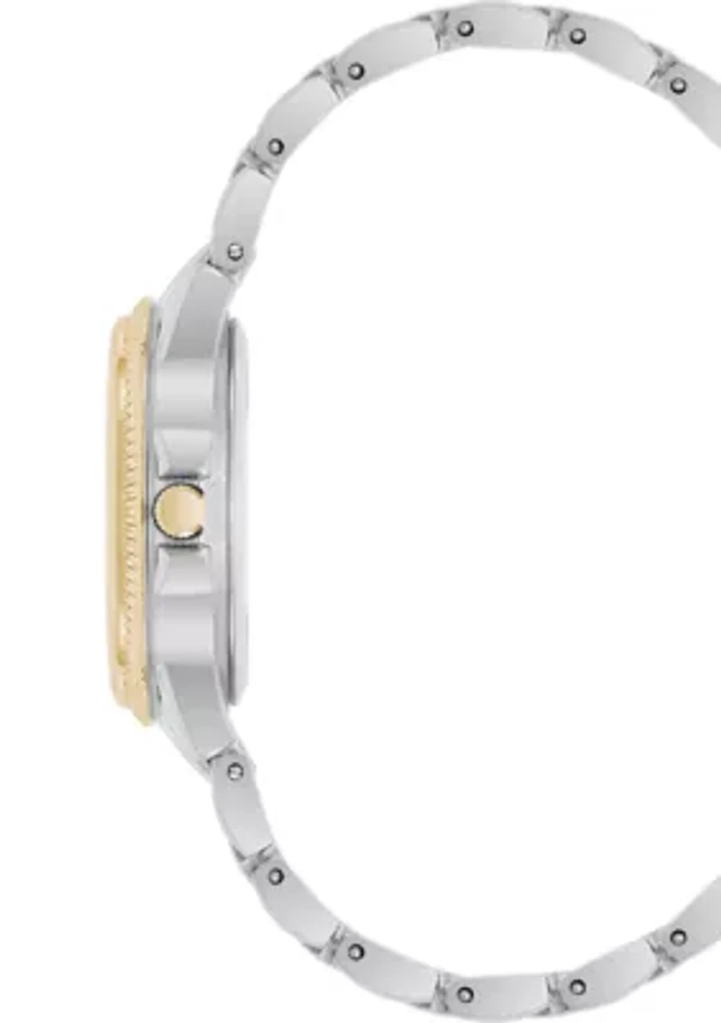 Roman Numeral Two-Tone Alloy Metal Bracelet Watch