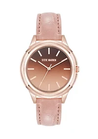  Crocograin Pattern Pink Strap Watch