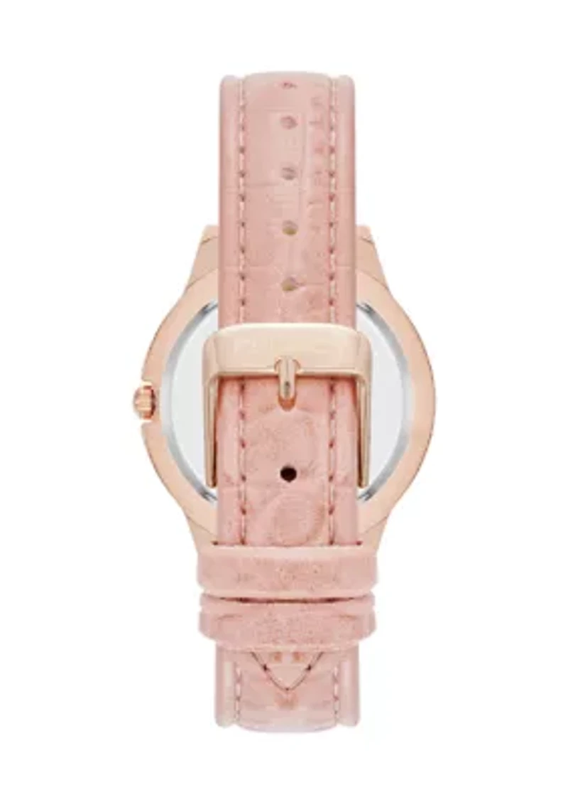  Crocograin Pattern Pink Strap Watch