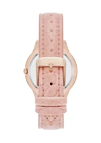  Crocograin Pattern Pink Strap Watch