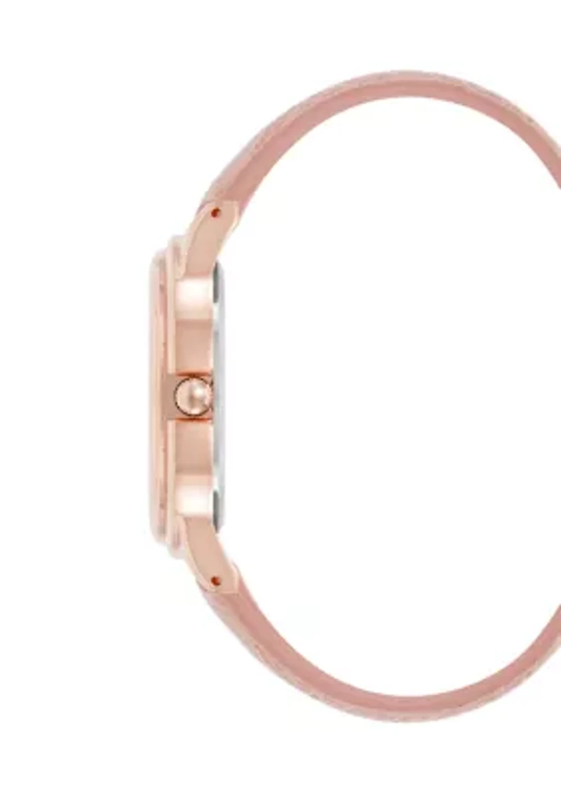  Crocograin Pattern Pink Strap Watch