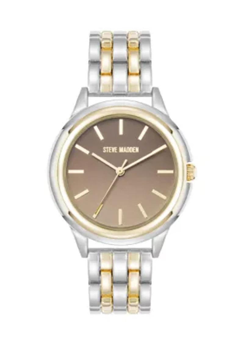 Two-Tone Alloy Metal Bracelet Watch