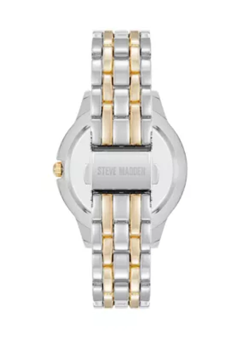 Two-Tone Alloy Metal Bracelet Watch