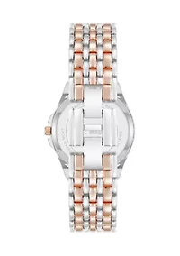 Rose Silver Tone Crystal Accented Bezel Watch