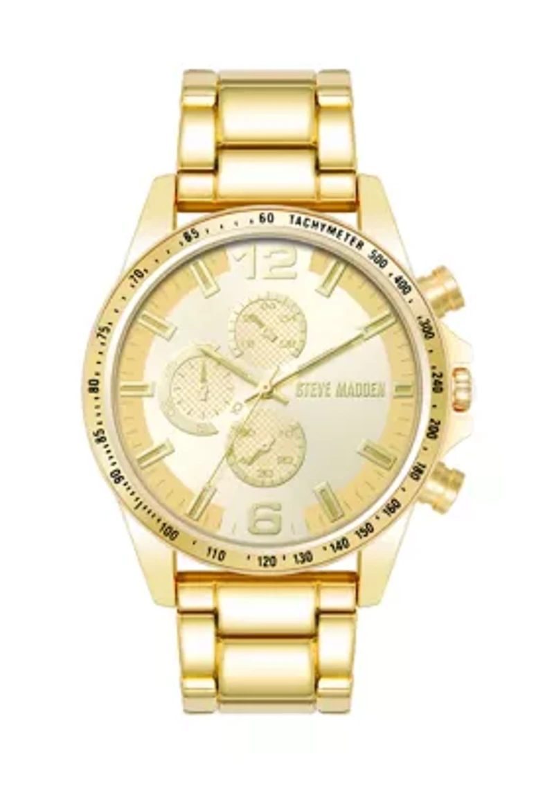 Men's Contemporary Gold Tone Alloy Metal Watch