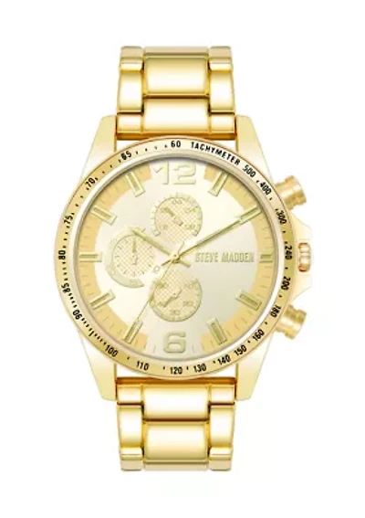  Men's Contemporary Gold Tone Alloy Metal Watch