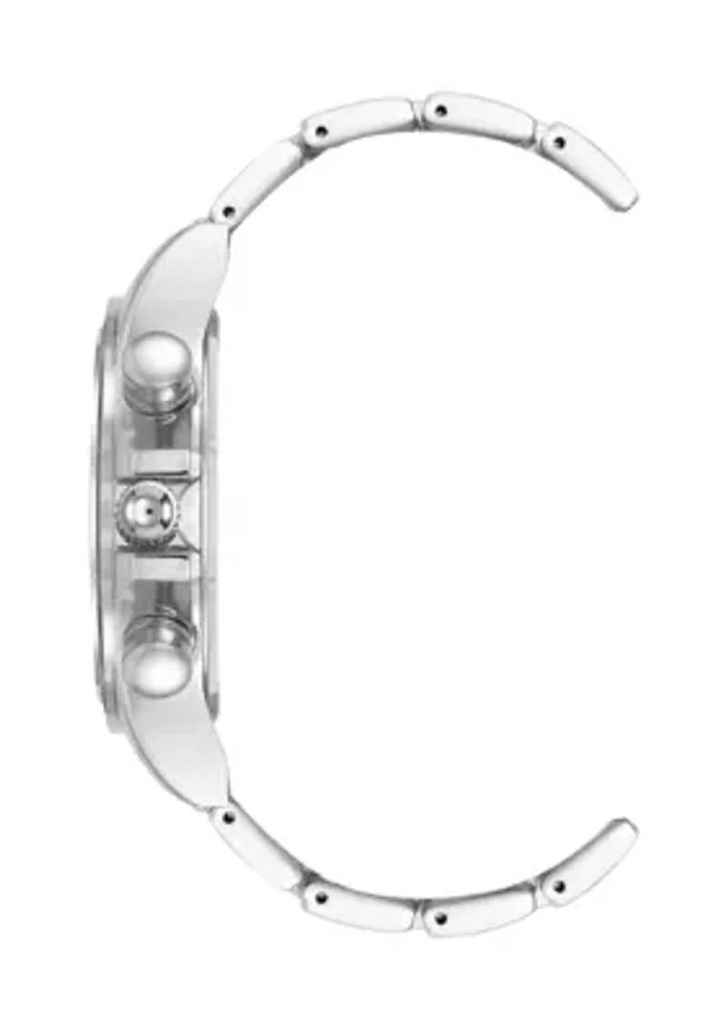 Modern Navy Dial and Silver-Tone Alloy Metal Watch