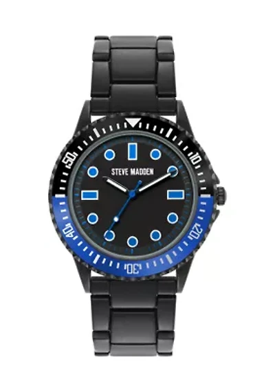 Casual Blue and Black Alloy Metal Watch