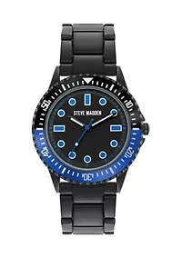 Casual Blue and Black Alloy Metal Watch