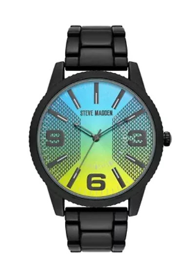 Contemporary Black Alloy Metal Watch