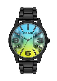 Contemporary Black Alloy Metal Watch