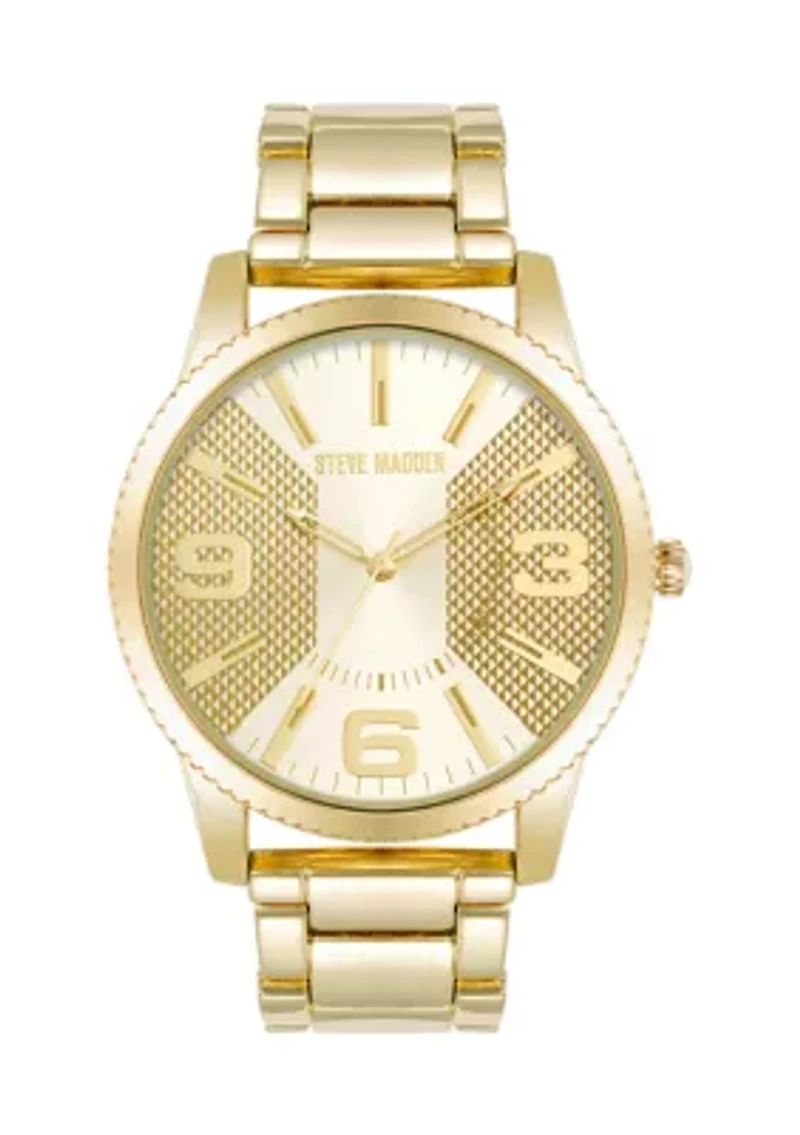 Contemporary Gold Tone Alloy Metal Watch