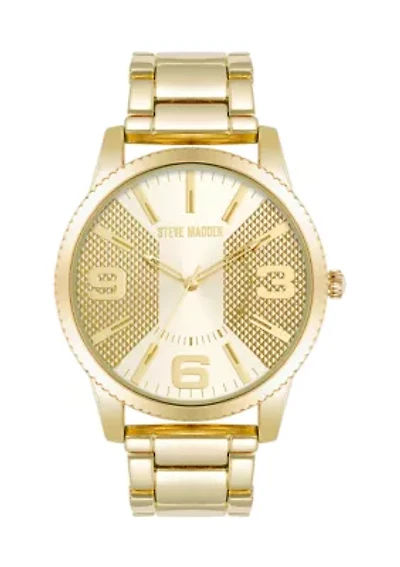 Contemporary Gold Tone Alloy Metal Watch
