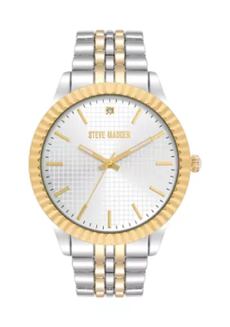 Coin Edge Two Tone Alloy Metal Watch