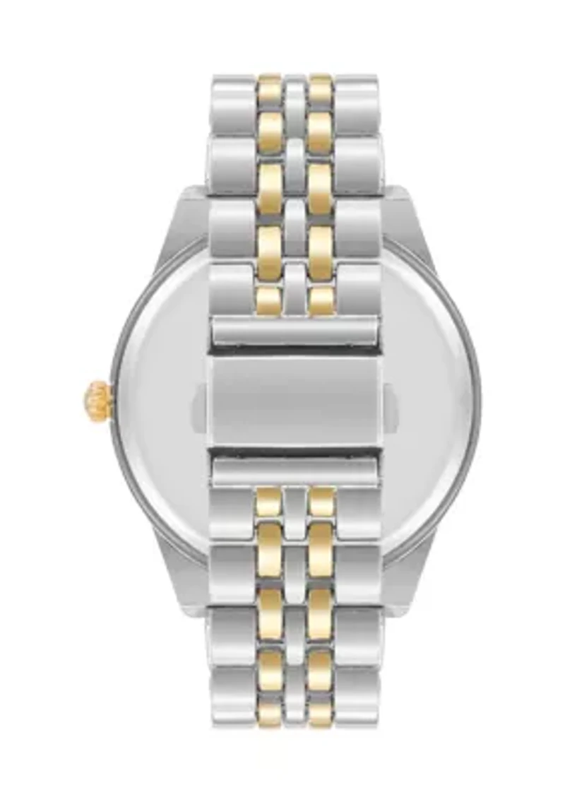 Coin Edge Two Tone Alloy Metal Watch
