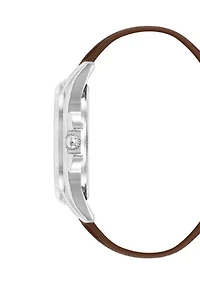 Signature Green and Brown Faux Leather Silver Tone Alloy Metal Watch