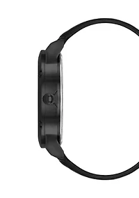 Sleek Black Faux Leather and Dark Gray Alloy Metal Watch