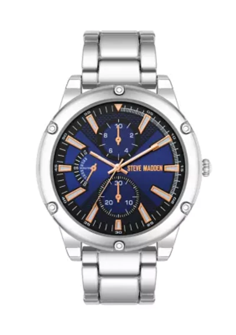 Everyday Blue and Silver-Tone Alloy Metal Watch