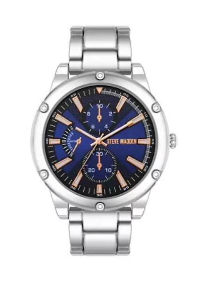 Everyday Blue and Silver-Tone Alloy Metal Watch