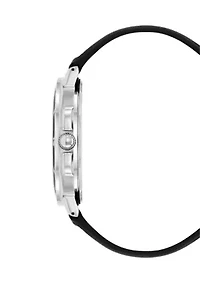 Vivid Light Blue Dial Black Faux Leather Watch