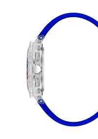 Premium Blue Silicone and Silver Tone Alloy Metal Watch