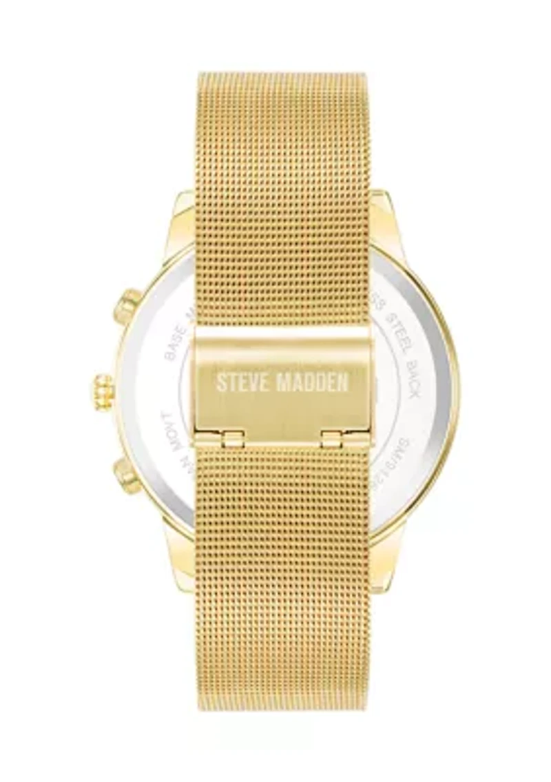 Minimalist Black and Gold Tone Stainless Steel Mesh Watch