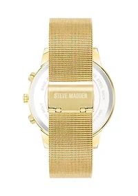 Minimalist Black and Gold Tone Stainless Steel Mesh Watch