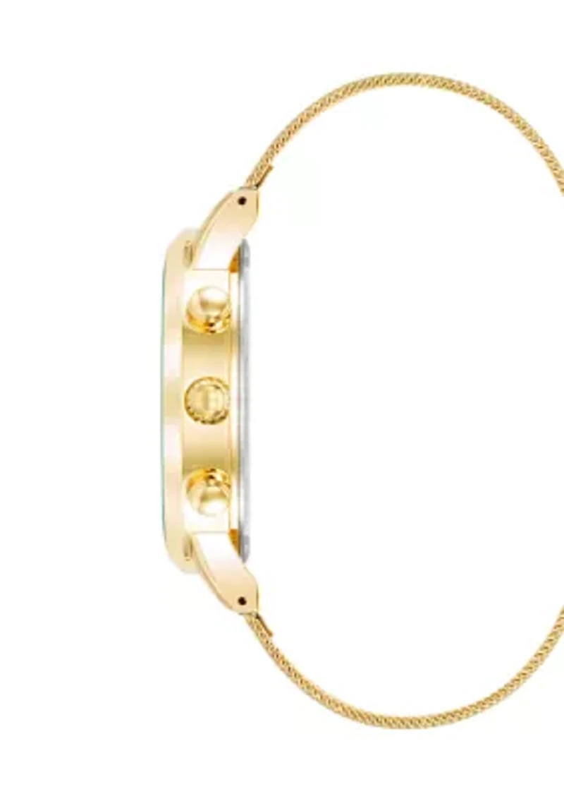 Minimalist Black and Gold Tone Stainless Steel Mesh Watch