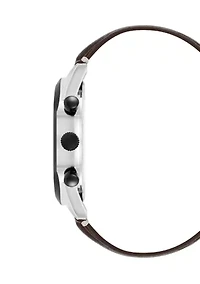  Vibrant Navy Blue Dial, Brown Faux Leather Strap Watch