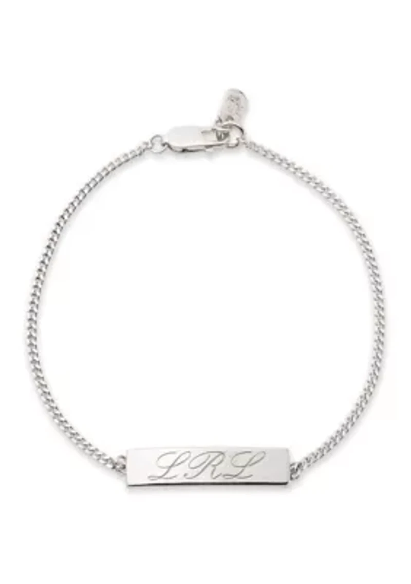 Rhodium Plated Sterling Silver Script Logo Flex Bracelet