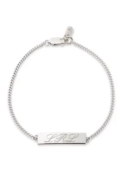 Rhodium Plated Sterling Silver Script Logo Flex Bracelet