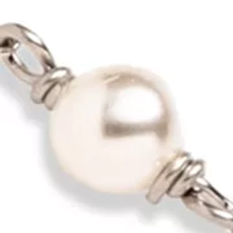 White Pearl CZ Station Flex Bracelet