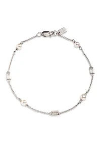 White Pearl CZ Station Flex Bracelet